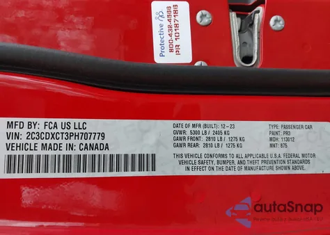 2023 Dodge Charger R/T z USA, uszkodzony, nr VIN 2C3CDXCT3PH707779